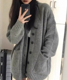 CELENA BEATS（セレナビーツ）の「オーバーサイズ リブ Vネック カーディガン（カーディガン/ボレロ）」