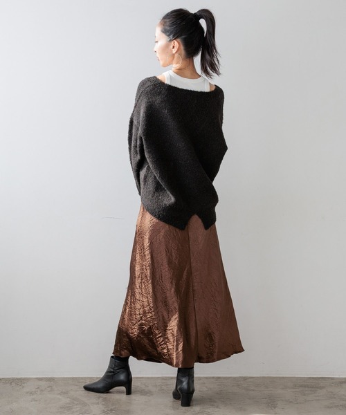 HEREIAM（ヘレイアム）の「【HEREIAM】トレンドのミディ丈と安心ロング丈。/バイヤスサテンスカート（スカート・レディース・ブラウン/アイボリー・SMALL/MEDIUM）」の11枚目の写真