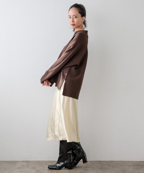 HEREIAM（ヘレイアム）の「【HEREIAM】トレンドのミディ丈と安心ロング丈。/バイヤスサテンスカート（スカート・レディース・ブラウン/アイボリー・SMALL/MEDIUM）」の19枚目の写真