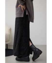 ラメシャギータイトスカート 秋服 冬服 ラメニット ニットスカート ロングスカート ウエストゴム