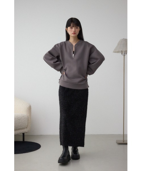 AZUL by moussy(アズールバイマウジー)の「ラメシャギータイトスカート 秋服 冬服 ラメニット ニットスカート ロングスカート ウエストゴム(スカート・レディース・ブラック/ブルー/チャコールグレー・FREE)」の5枚目の写真