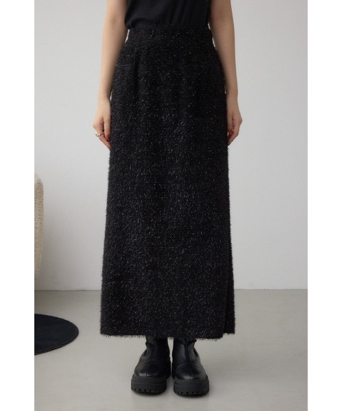 AZUL by moussy(アズールバイマウジー)の「ラメシャギータイトスカート 秋服 冬服 ラメニット ニットスカート ロングスカート ウエストゴム(スカート・レディース・ブラック/ブルー/チャコールグレー・FREE)」の6枚目の写真