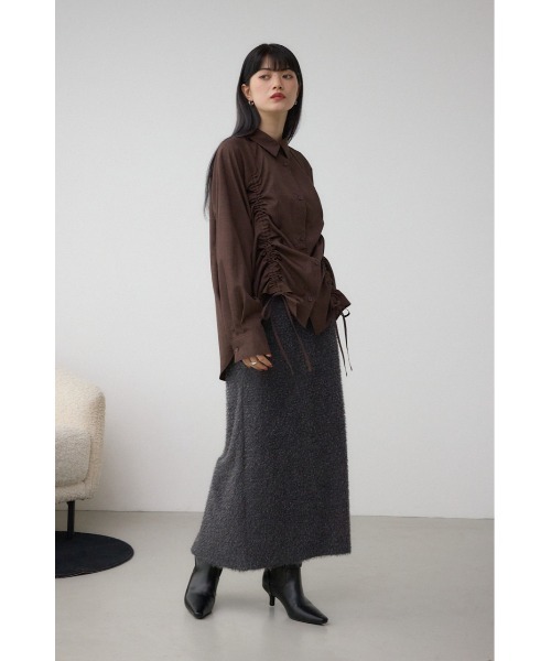 AZUL by moussy(アズールバイマウジー)の「ラメシャギータイトスカート 秋服 冬服 ラメニット ニットスカート ロングスカート ウエストゴム(スカート・レディース・ブラック/ブルー/チャコールグレー・FREE)」の12枚目の写真