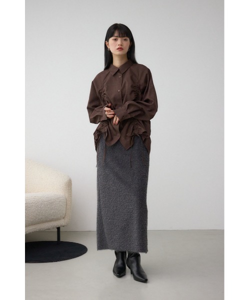 AZUL by moussy(アズールバイマウジー)の「ラメシャギータイトスカート 秋服 冬服 ラメニット ニットスカート ロングスカート ウエストゴム(スカート・レディース・ブラック/ブルー/チャコールグレー・FREE)」の13枚目の写真