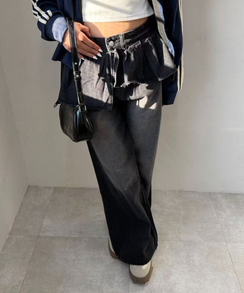 mebole(メボレ)の「レイヤードブラックデニムパンツ(デニムパンツ・レディース・ブラック・MEDIUM/LARGE)」の4枚目の写真
