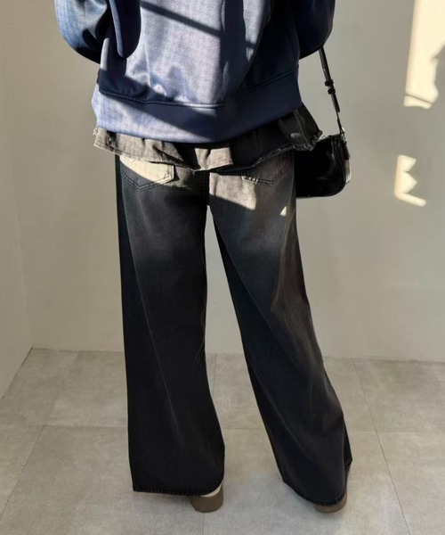 mebole(メボレ)の「レイヤードブラックデニムパンツ(デニムパンツ・レディース・ブラック・MEDIUM/LARGE)」の6枚目の写真