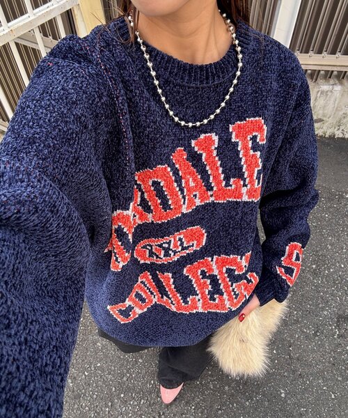 poyon2628　Cニット グレー osharewalker ニット 長袖 レディース トップス セーター