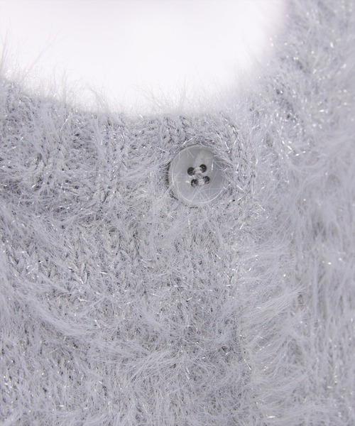 CLEAR BASIC（クリアベーシック）の「グリッターフェザーニットロングカーディガン[オフィスカジュアル 着回し抜群 大人]≪AW新作≫（カーディガン/ボレロ・レディース・アイボリー/グレー・F）」の7枚目の写真