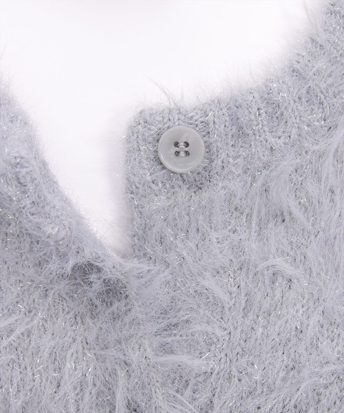 CLEAR BASIC（クリアベーシック）の「グリッターフェザーニットロングカーディガン[オフィスカジュアル 着回し抜群 大人]≪AW新作≫（カーディガン/ボレロ・レディース・アイボリー/グレー・F）」の15枚目の写真