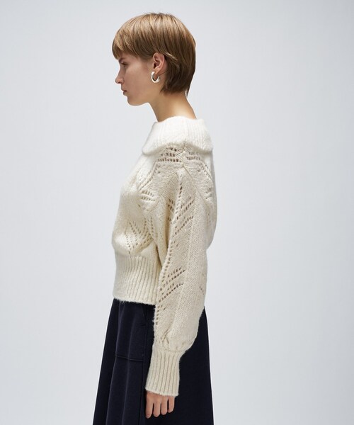 cloenc（クロエンス）の「アイレットオフショルニットプルオーバー（ニット/セーター・レディース・ダークグレー/ベージュ/オフホワイト・02）」の6枚目の写真