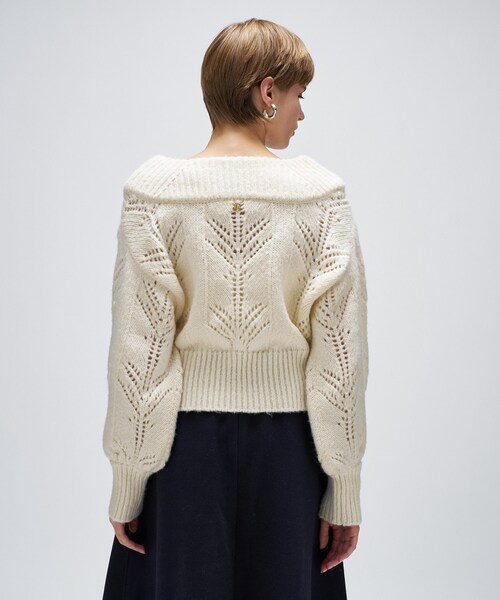 cloenc（クロエンス）の「アイレットオフショルニットプルオーバー（ニット/セーター・レディース・ダークグレー/ベージュ/オフホワイト・02）」の7枚目の写真