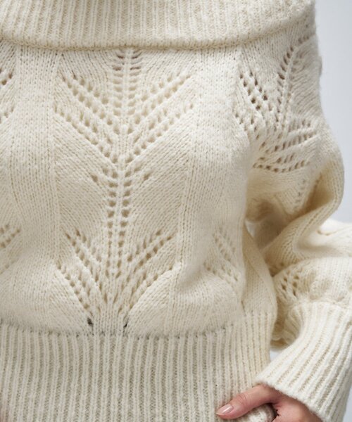 cloenc（クロエンス）の「アイレットオフショルニットプルオーバー（ニット/セーター・レディース・ダークグレー/ベージュ/オフホワイト・02）」の8枚目の写真