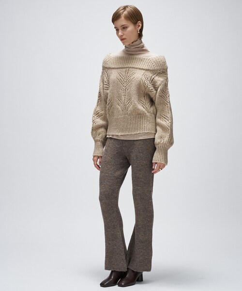 cloenc（クロエンス）の「アイレットオフショルニットプルオーバー（ニット/セーター・レディース・ダークグレー/ベージュ/オフホワイト・02）」の9枚目の写真