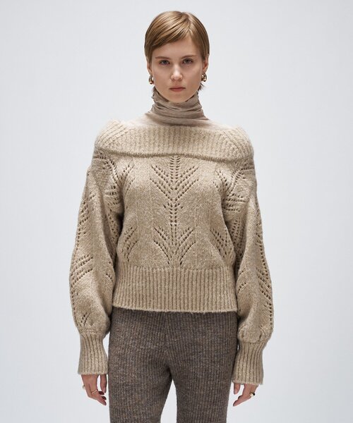 cloenc（クロエンス）の「アイレットオフショルニットプルオーバー（ニット/セーター・レディース・ダークグレー/ベージュ/オフホワイト・02）」の10枚目の写真