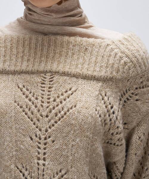 cloenc（クロエンス）の「アイレットオフショルニットプルオーバー（ニット/セーター・レディース・ダークグレー/ベージュ/オフホワイト・02）」の13枚目の写真