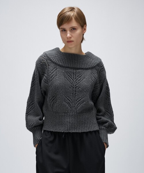 cloenc（クロエンス）の「アイレットオフショルニットプルオーバー（ニット/セーター・レディース・ダークグレー/ベージュ/オフホワイト・02）」の18枚目の写真