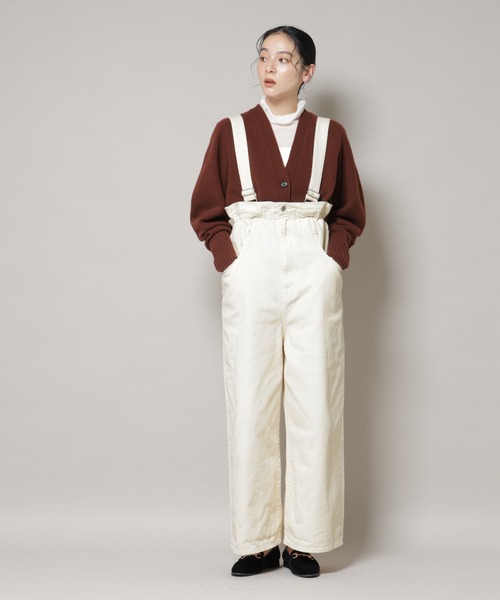 NANO universe（ナノユニバース）の「コットンワイドサロペット（サロペット/オーバーオール・レディース・ブラック/アイボリー・S/M）」の3枚目の写真