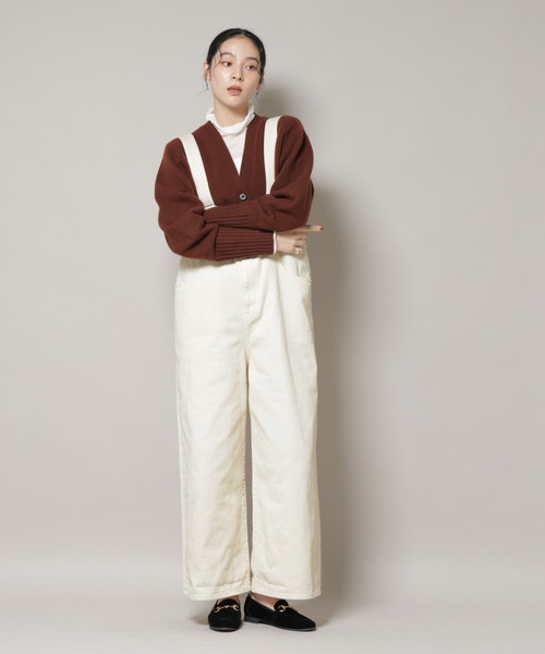 NANO universe（ナノユニバース）の「コットンワイドサロペット（サロペット/オーバーオール・レディース・ブラック/アイボリー・S/M）」の4枚目の写真