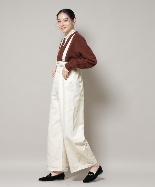 NANO universe（ナノユニバース）の「コットンワイドサロペット（サロペット/オーバーオール・レディース・ブラック/アイボリー・S/M）」の5枚目の写真