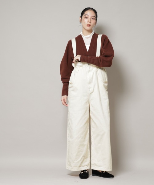 NANO universe（ナノユニバース）の「コットンワイドサロペット（サロペット/オーバーオール・レディース・ブラック/アイボリー・S/M）」の9枚目の写真