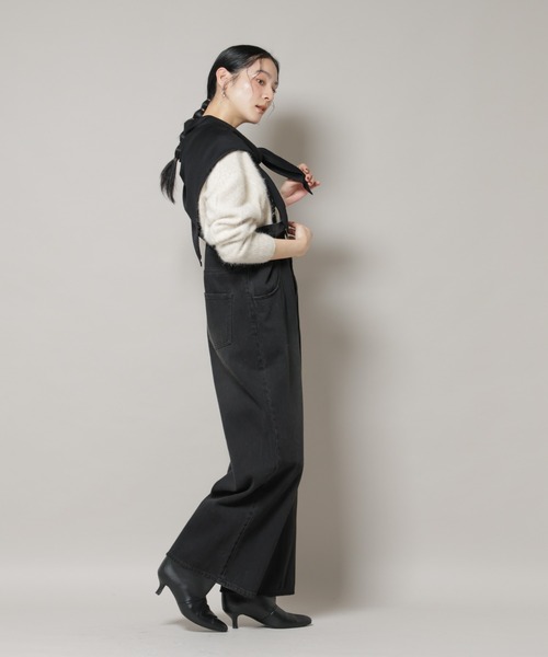 NANO universe（ナノユニバース）の「コットンワイドサロペット（サロペット/オーバーオール・レディース・ブラック/アイボリー・S/M）」の12枚目の写真