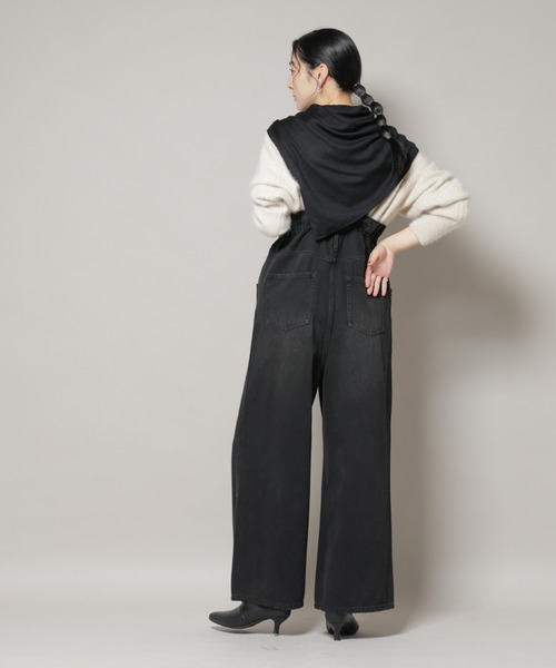 NANO universe（ナノユニバース）の「コットンワイドサロペット（サロペット/オーバーオール・レディース・ブラック/アイボリー・S/M）」の13枚目の写真