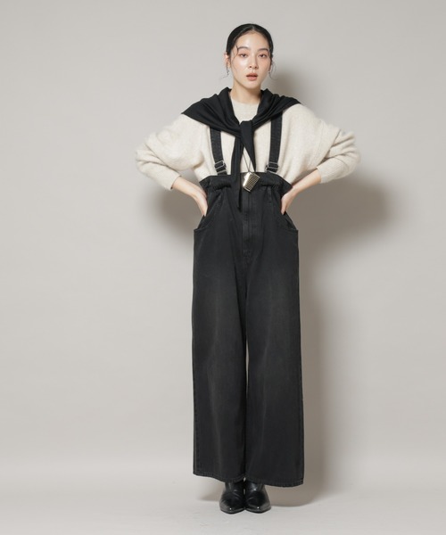 NANO universe（ナノユニバース）の「コットンワイドサロペット（サロペット/オーバーオール・レディース・ブラック/アイボリー・S/M）」の14枚目の写真