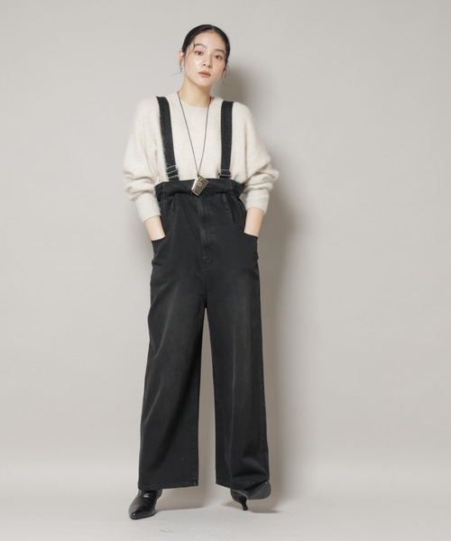 NANO universe（ナノユニバース）の「コットンワイドサロペット（サロペット/オーバーオール・レディース・ブラック/アイボリー・S/M）」の15枚目の写真