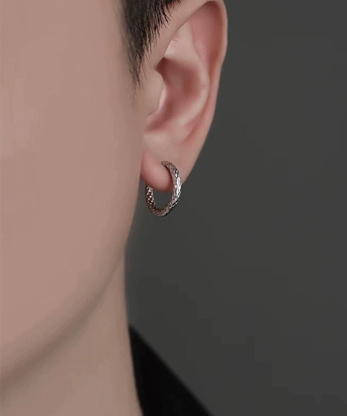 EK438/デザインフープリングペアピアス/メンズ/両耳用（ピアス（両耳用