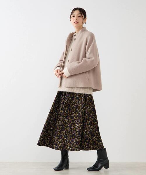 MELROSE claire（メルローズ クレール）の「【ボタニカルプリントタックギャザースカート】（スカート・レディース・ブラック・FREE）」の5枚目の写真