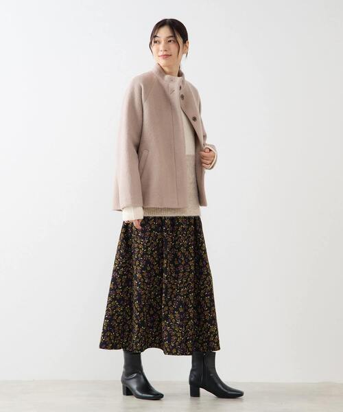 MELROSE claire（メルローズ クレール）の「【ボタニカルプリントタックギャザースカート】（スカート・レディース・ブラック・FREE）」の4枚目の写真