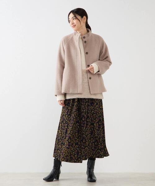 MELROSE claire（メルローズ クレール）の「【ボタニカルプリントタックギャザースカート】（スカート・レディース・ブラック・FREE）」の3枚目の写真