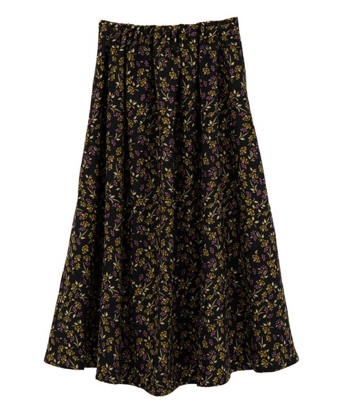 MELROSE claire（メルローズ クレール）の「【ボタニカルプリントタックギャザースカート】（スカート・レディース・ブラック・FREE）」の14枚目の写真