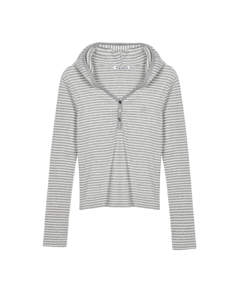NICK&NICOLE(ニックアンドニコール)の「HOODY MINIMALISM STRIPE SLIM TOP_GRAY(パーカー・レディース・その他・MEDIUM/LARGE)」の4枚目の写真