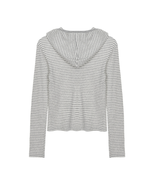 NICK&NICOLE(ニックアンドニコール)の「HOODY MINIMALISM STRIPE SLIM TOP_GRAY(パーカー・レディース・その他・MEDIUM/LARGE)」の5枚目の写真