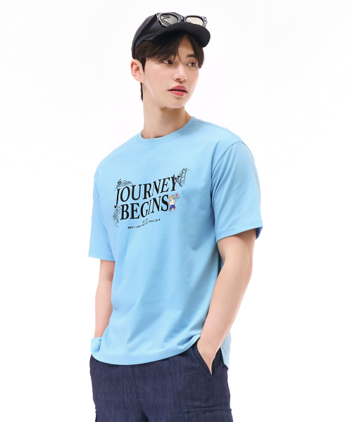 CHASECULT（チェイスカルト）の「ユニセックスレタリンググラフィック半袖Tシャツ-スカイブルー（Tシャツ/カットソー・メンズ・ブルー・105/90/100/95）」の2枚目の写真