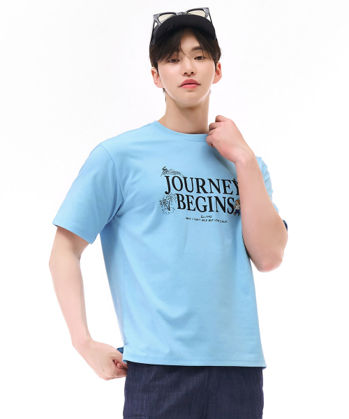 CHASECULT（チェイスカルト）の「ユニセックスレタリンググラフィック半袖Tシャツ-スカイブルー（Tシャツ/カットソー・メンズ・ブルー・105/90/100/95）」の3枚目の写真