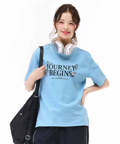 CHASECULT（チェイスカルト）の「ユニセックスレタリンググラフィック半袖Tシャツ-スカイブルー（Tシャツ/カットソー・メンズ・ブルー・105/90/100/95）」の4枚目の写真