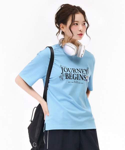 CHASECULT（チェイスカルト）の「ユニセックスレタリンググラフィック半袖Tシャツ-スカイブルー（Tシャツ/カットソー・メンズ・ブルー・105/90/100/95）」の5枚目の写真
