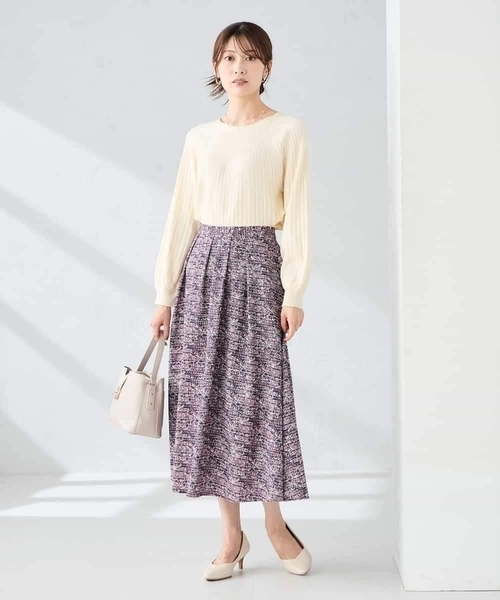 a.v.v（アーヴェヴェ）の「【洗える】ツイードプリントフレアスカート（スカート・レディース・ネイビー/ボルドー・36/38/40）」の15枚目の写真