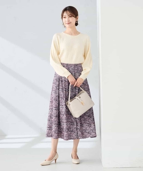 a.v.v（アーヴェヴェ）の「【洗える】ツイードプリントフレアスカート（スカート・レディース・ネイビー/ボルドー・36/38/40）」の16枚目の写真