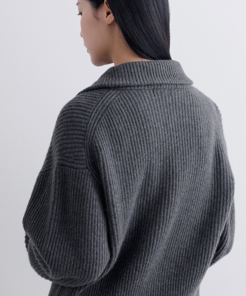 MUSINSA STANDARD WOMAN（ムシンサスタンダードウーマン）の「レディースラムウールリブニットジップアップ[ミディアムグレー]（カーディガン/ボレロ・レディース・その他・SMALL/MEDIUM/LARGE）」の7枚目の写真