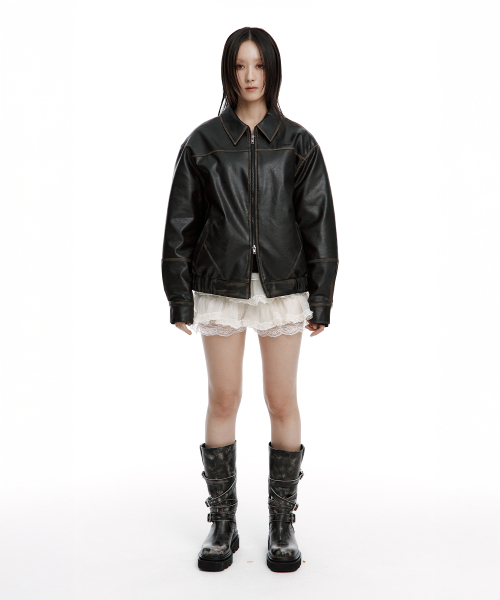 ROUGHNECK(ラフネック)の「ウォッシングレザーブルゾンジャケット(ライダースジャケット・レディース・その他・SMALL/MEDIUM)」の2枚目の写真