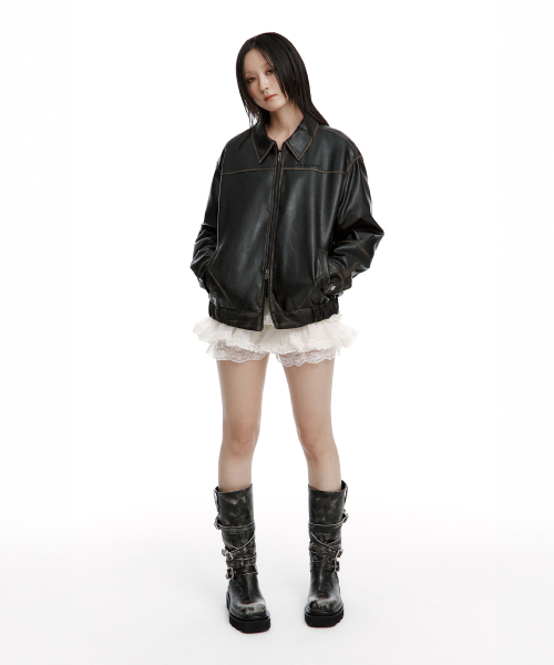 ROUGHNECK(ラフネック)の「ウォッシングレザーブルゾンジャケット(ライダースジャケット・レディース・その他・SMALL/MEDIUM)」の6枚目の写真