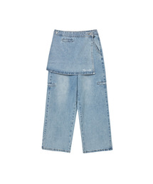 THE GREEN LAB（ザグリーンラボ）の「ボタンラップスカートデニムパンツ[ブルー]（デニムパンツ）」