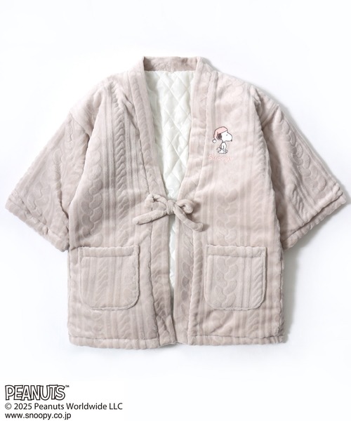 PEANUTS（ピーナッツ）の「PEANUTS SNOOPY（ピーナッツ スヌーピー）キャラクターふわもこボアフリース半纏/ちゃんちゃんこ（ガウン/バスローブ・レディース・ベージュ/ピンク/クリーム/サックスブルー・M/L）」の2枚目の写真
