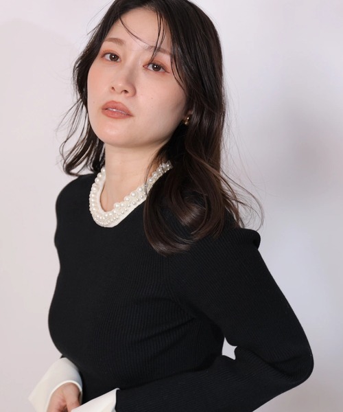 Apuweiser-riche パールネックカフスニット パールネックカフスニット（ニット/セーター）｜Apuweiser-riche