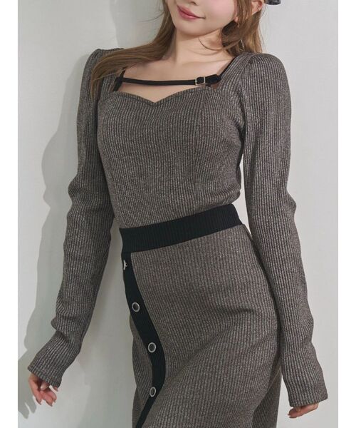 EATME（イートミー）の「ベルテッドリブTOP（Tシャツ/カットソー・レディース・ピンク/グレー/ブラック・FREE）」の3枚目の写真