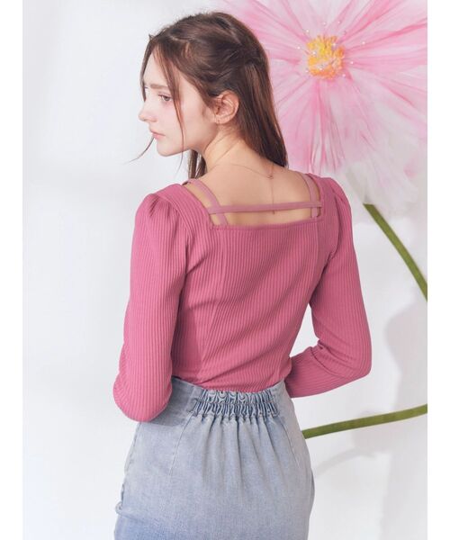 EATME（イートミー）の「ベルテッドリブTOP（Tシャツ/カットソー・レディース・ピンク/グレー/ブラック・FREE）」の4枚目の写真