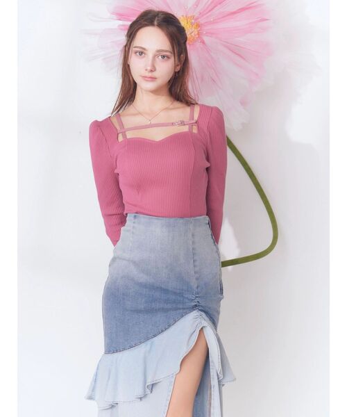 EATME（イートミー）の「ベルテッドリブTOP（Tシャツ/カットソー・レディース・ピンク/グレー/ブラック・FREE）」の5枚目の写真